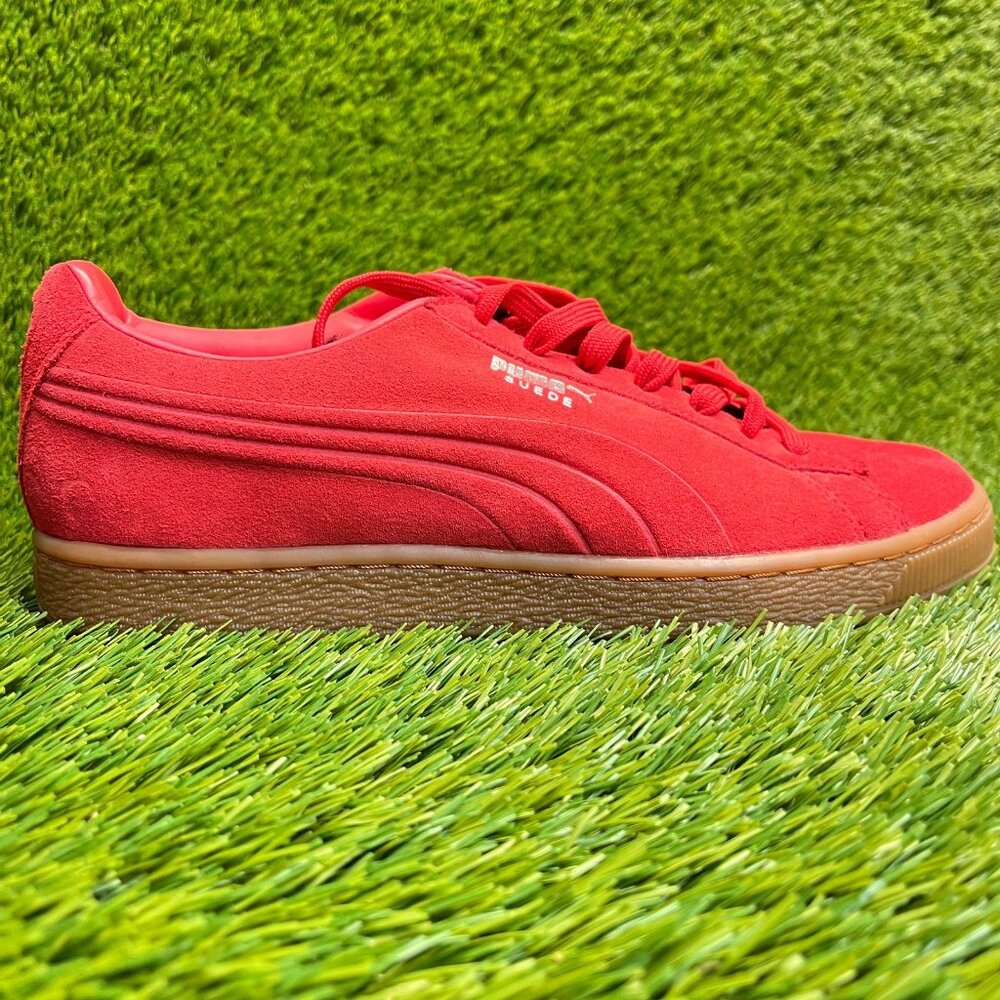 Puma Suede Emboss High Risk Red Gum Mens Size 9 Athletic Walking Shoes Sneakers